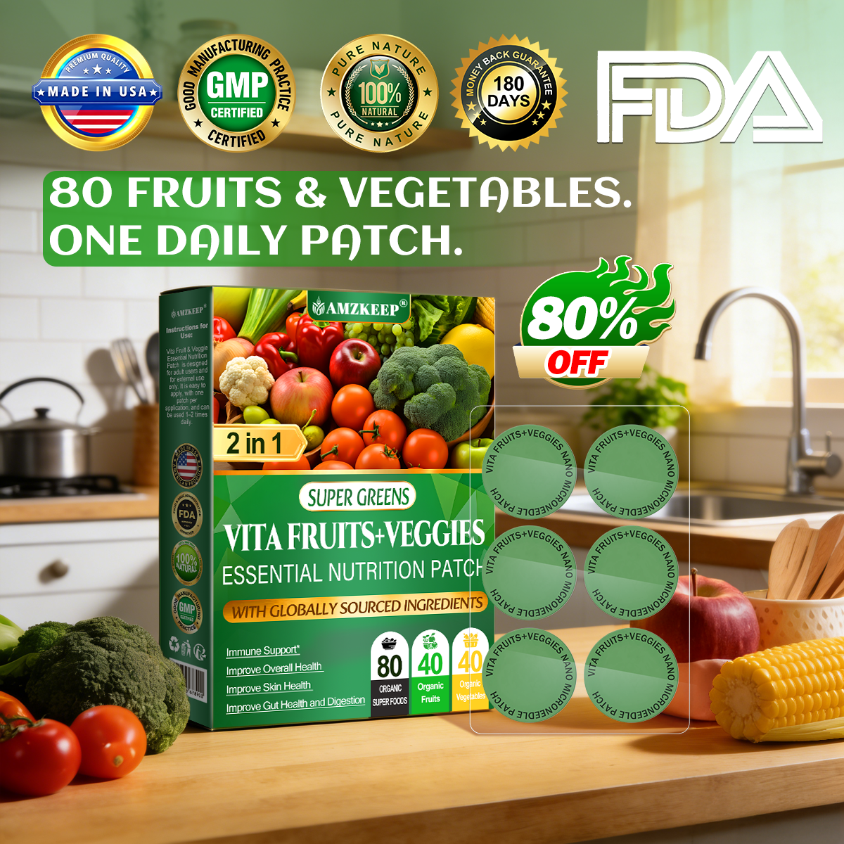 𝐀𝐌𝐙𝐊𝐄𝐄𝐏® Vita Fruit & Veggie Essential Nutrition Patch