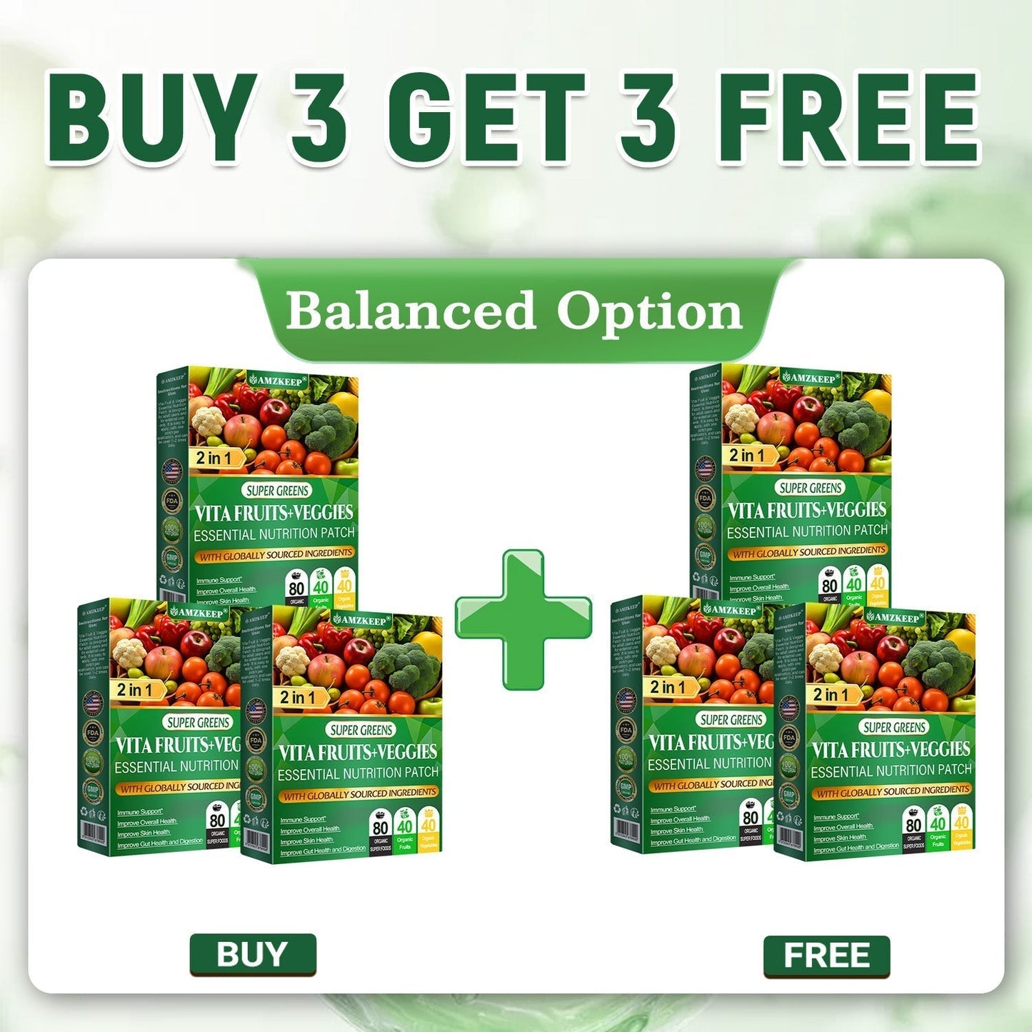 𝐀𝐌𝐙𝐊𝐄𝐄𝐏® Vita Fruit & Veggie Essential Nutrition Patch